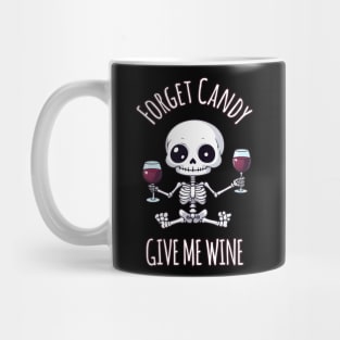 Kawaii Skeleton Halloween Wine Lover's Delight - Forget Candy, Give Me Wine Mug